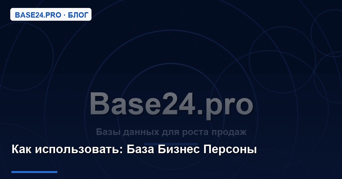 Как использовать База Бизнес Персоны