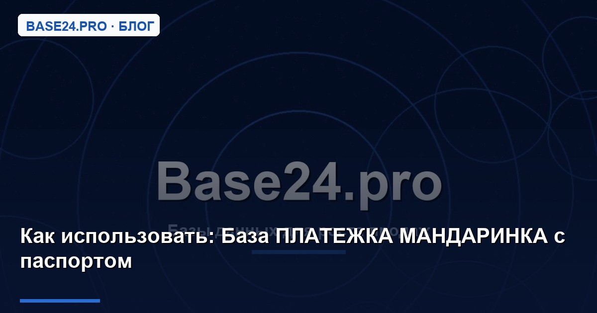 Как использовать База ПЛАТЕЖКА МАНДАРИНКА с паспортом
