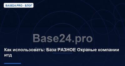 Как использовать База РАЗНОЕ Охраные компании итд